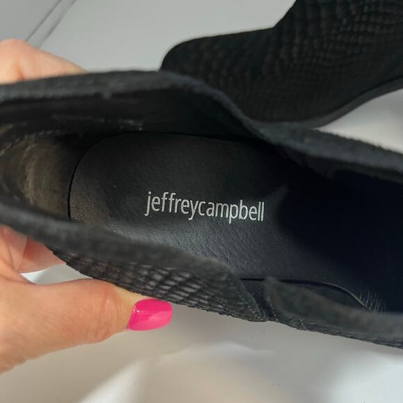 Jeffrey Campbell Womens Size 8.5 Rosee Snake Suede Leather Boots Booties Black - Picture 12 of 13